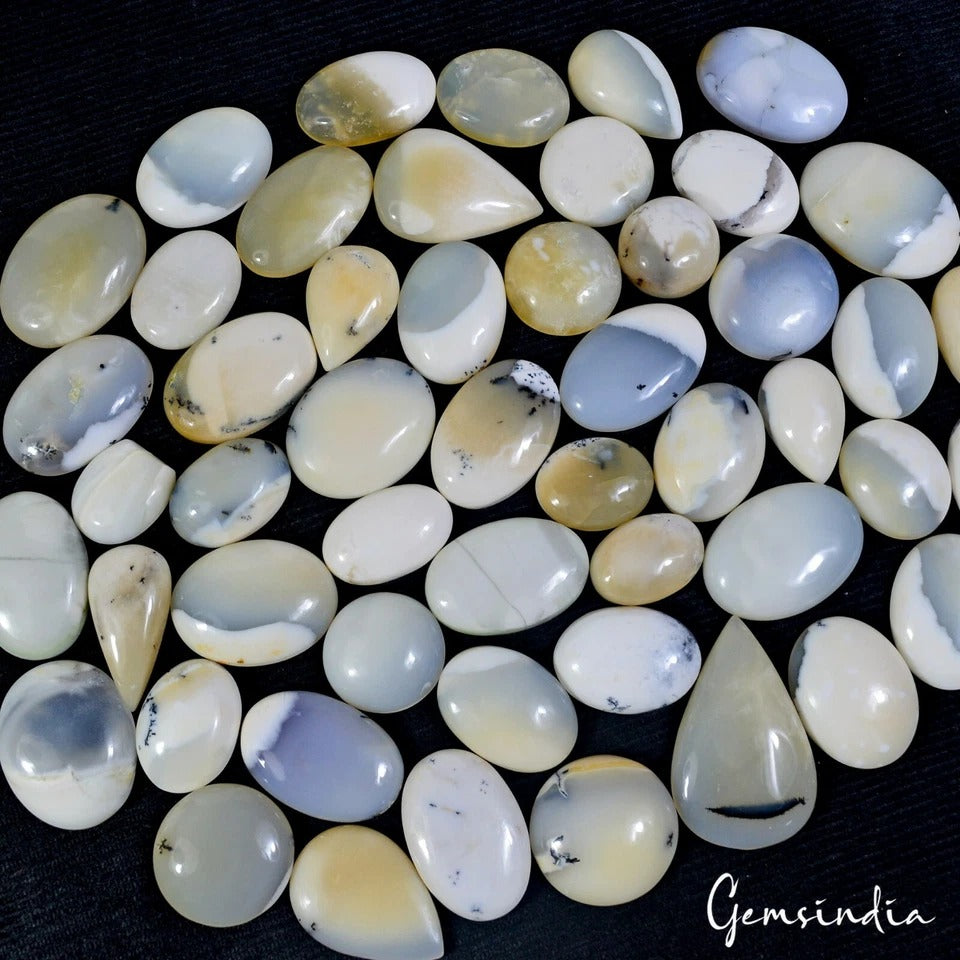 1450 Cts/51 Pcs Natural Untreated Dendrite Opal Loose Mix Cab Wholesale Gems Lot