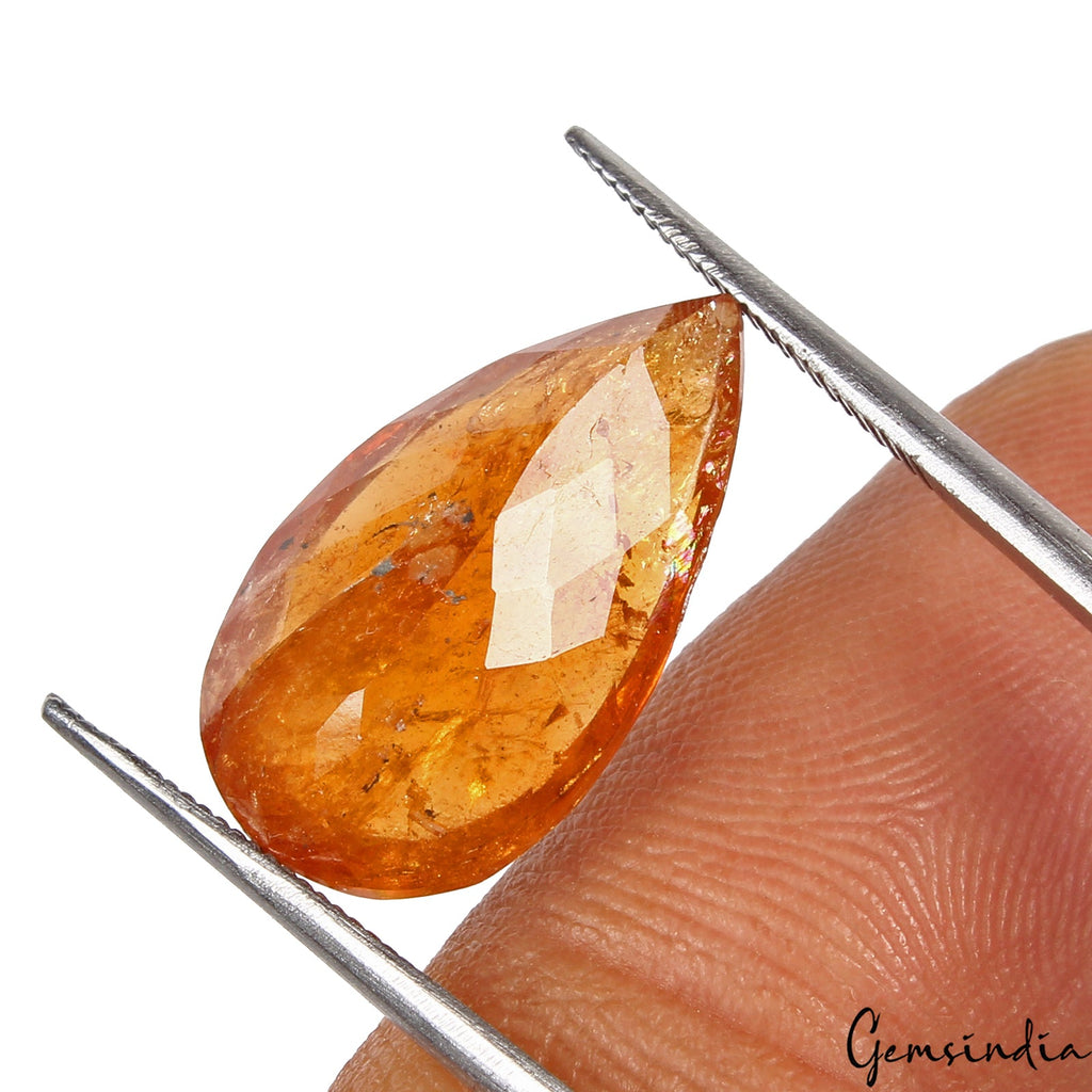 9.60 Cts Dazzling Pear Cut AAA Flash Fire Orange Red Spain Sphalerite Gemstone