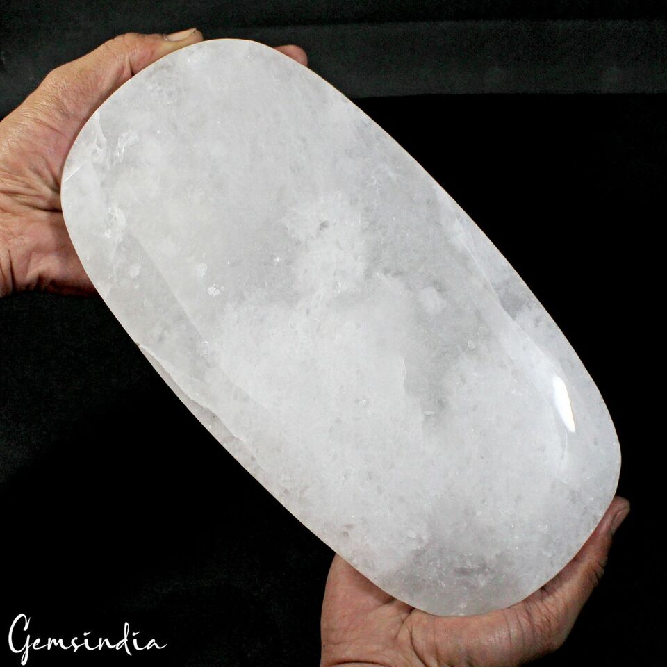 Huge 3 Kg Natural White Crystal Quartz Oval Faceted Museum Size Earth mined Gem