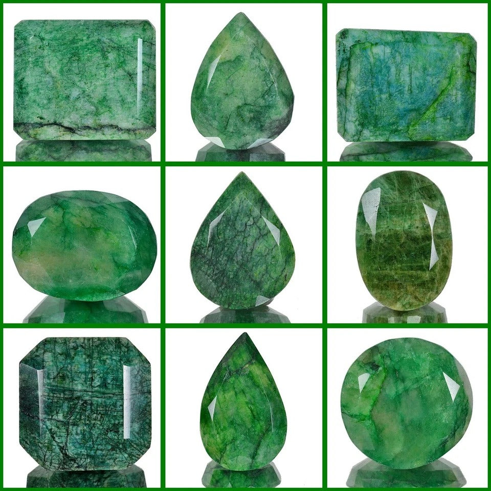 2113 Ct/9 Pcs Huge Natural Emerald Mix Cut Loose Earth Mined Brazilian Gemstones