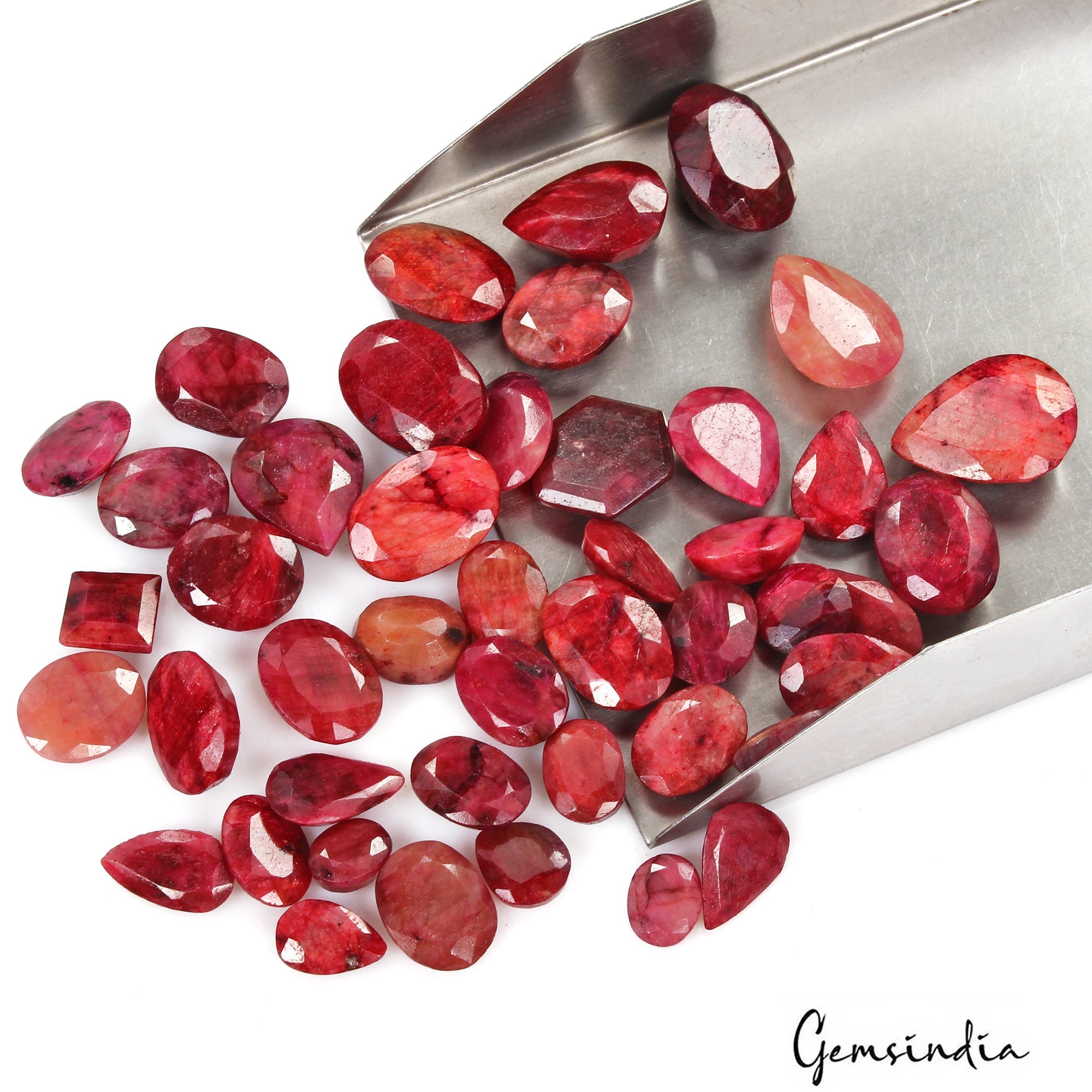 Certified 500 Cts/45 Pcs Natural African Red Ruby Mix Cut Loose Gems For Jewelry