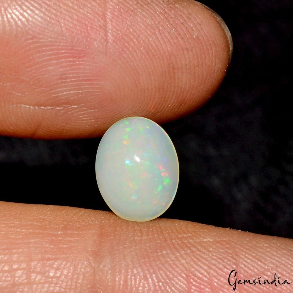 Certified 1.70 Cts Natural Untreated Ethiopian Multi Fire Opal Oval Gem For Ring