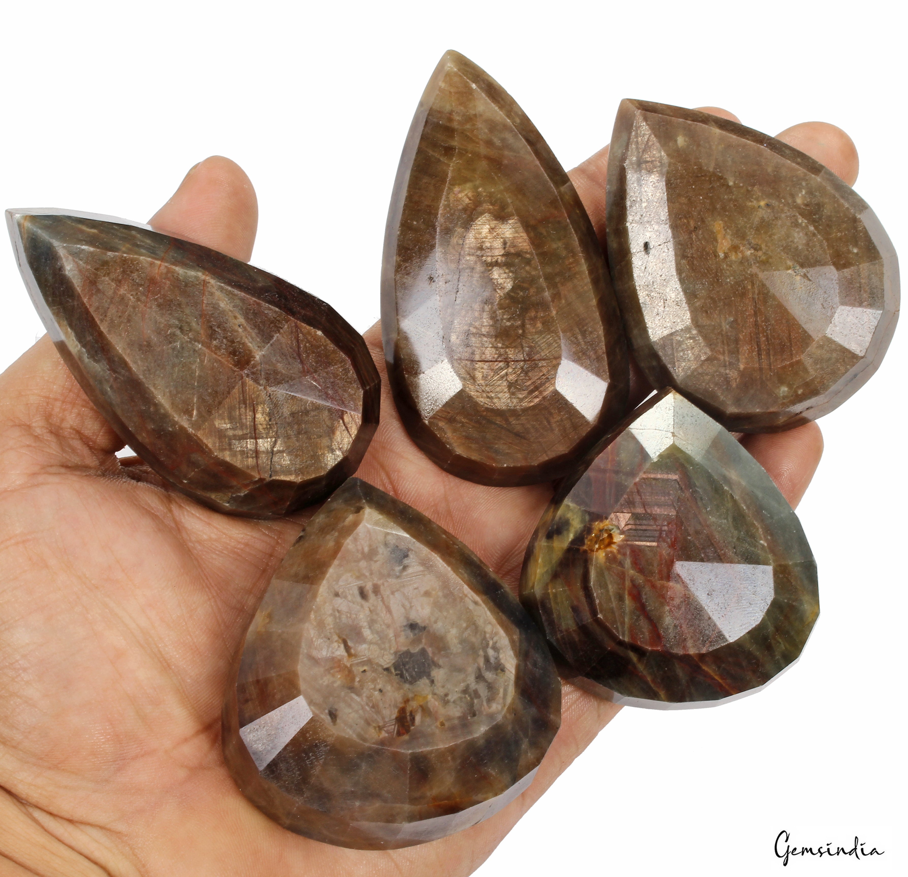3260 Ct/5 Pcs Natural Untreated Brown Sapphire Pear Cut Wholesale Gemstones Lot