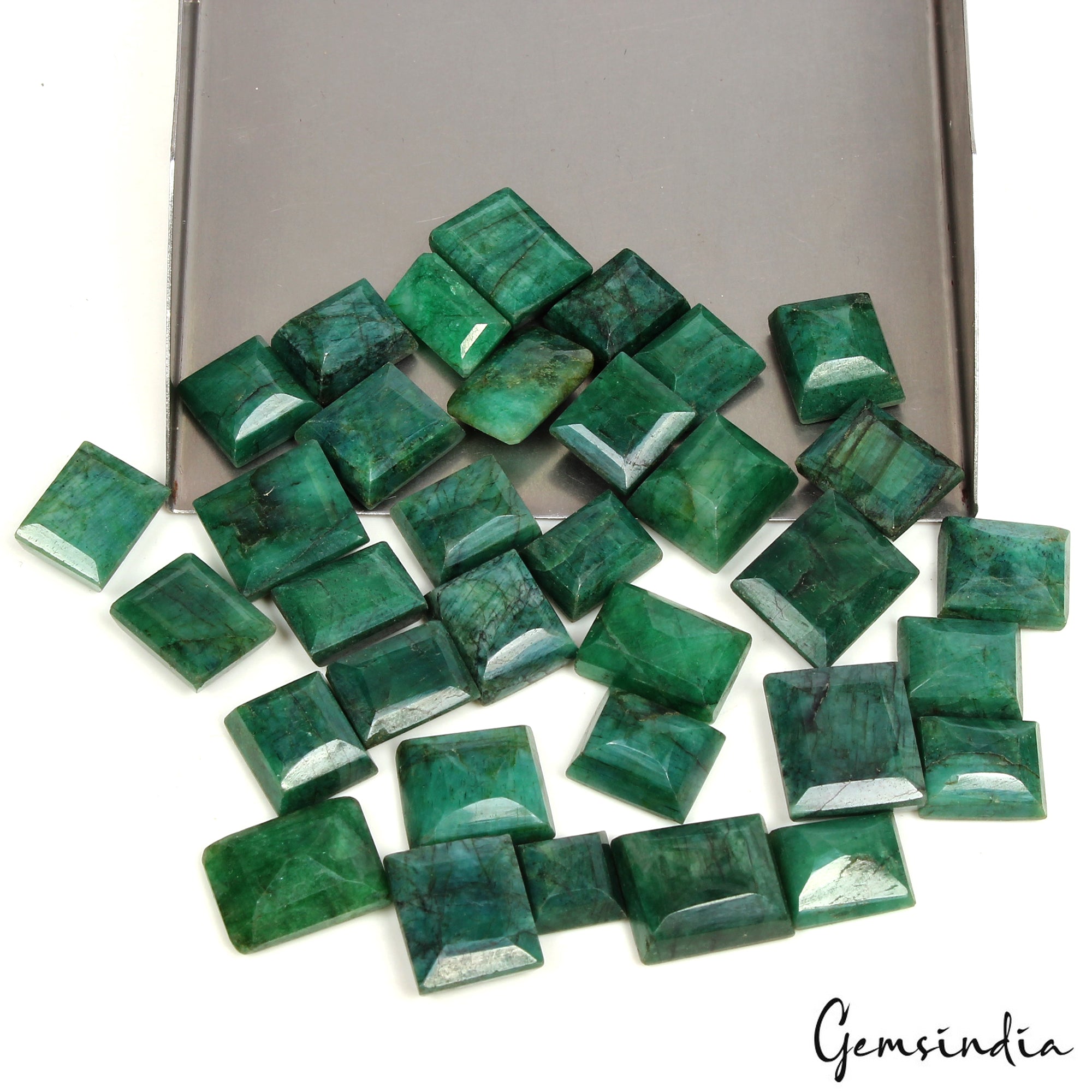 370Ct/34 Pcs Natural Brazilian Green Emerald Mixed Size Baguette Cut Loose Gems
