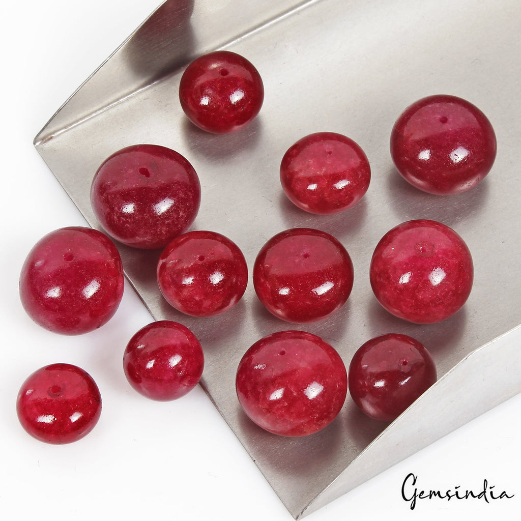320 Ct/12 Pcs Natural Red Quartz Round Cab Drilled Loose 13mm-19mm Bead Gems Lot