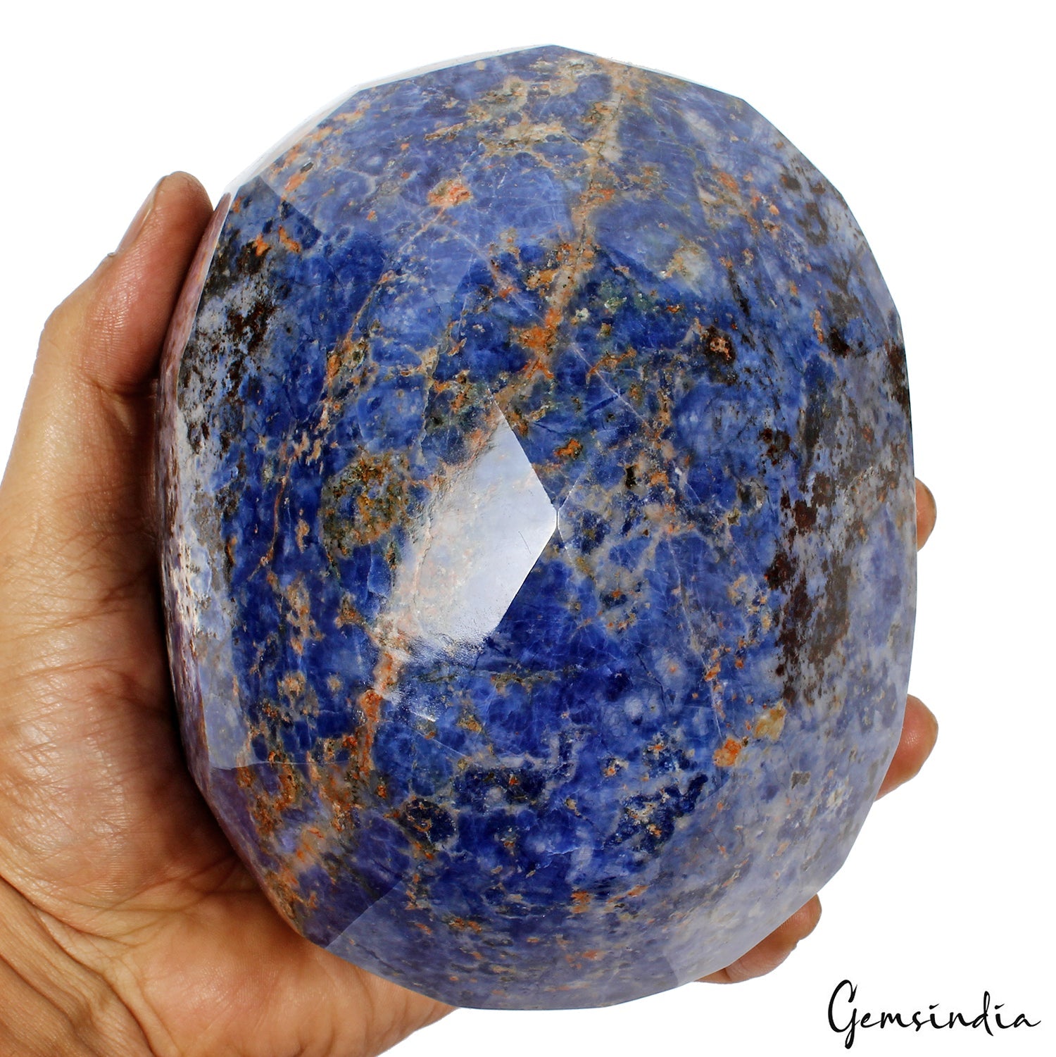 Giant 3 Kilo Sodalite Oval Cut Gemstone Rare Natural Untreated Crystal Display