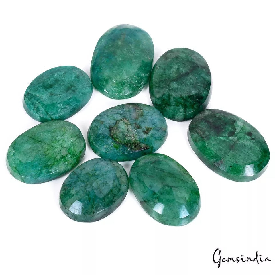 Emerald Lot, Loose Gemstone, Color Enhanced, Green — 8 Pieces, 29mm to 38mm, 480 Ct, Brazil