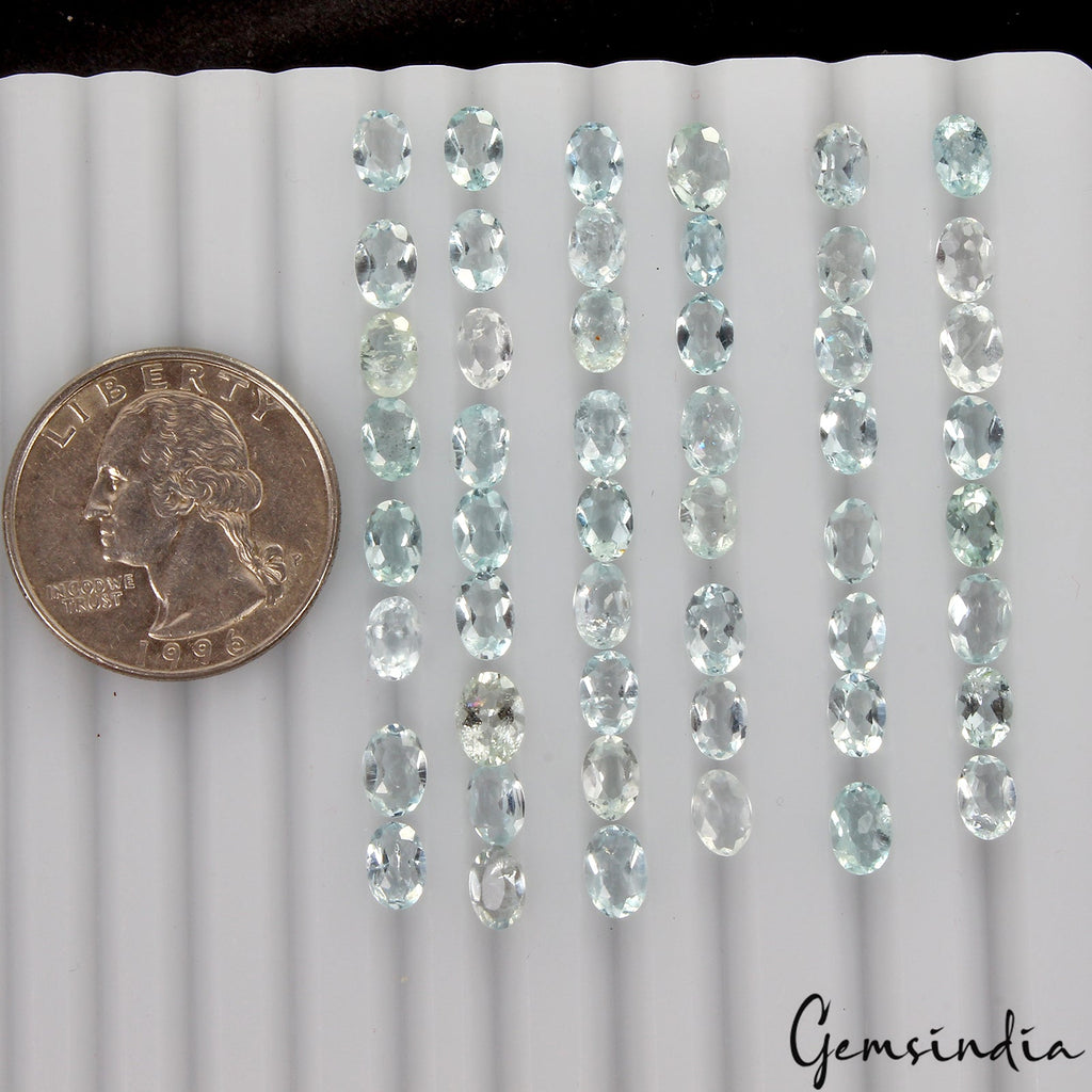 Oval Cut Natural Unheated Nice Blue Aquamarine 22.20ct 5-6mm 50pcs Lot Gemstones