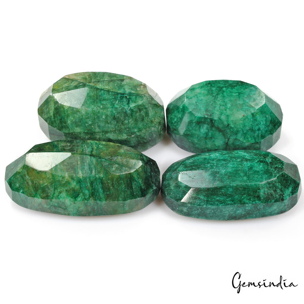 2100 Cts/4 Pcs Natural Brazilian Green Emerald Oval Faceted Cut Loose Huge Gems