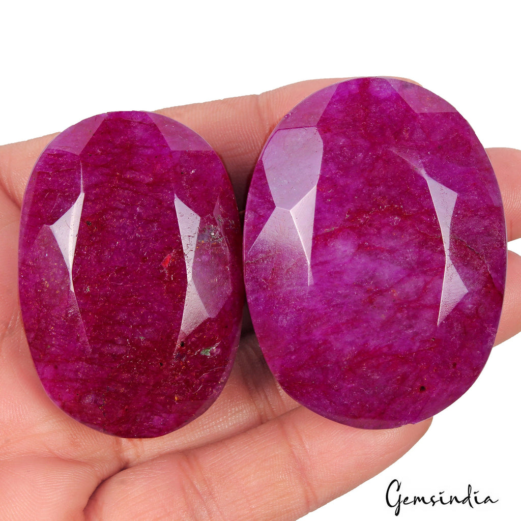 Natural Pink Red Oval Cut Faceted Beryl Bixbite Earth Mined 700 Ct Gems Lot 2 Pc