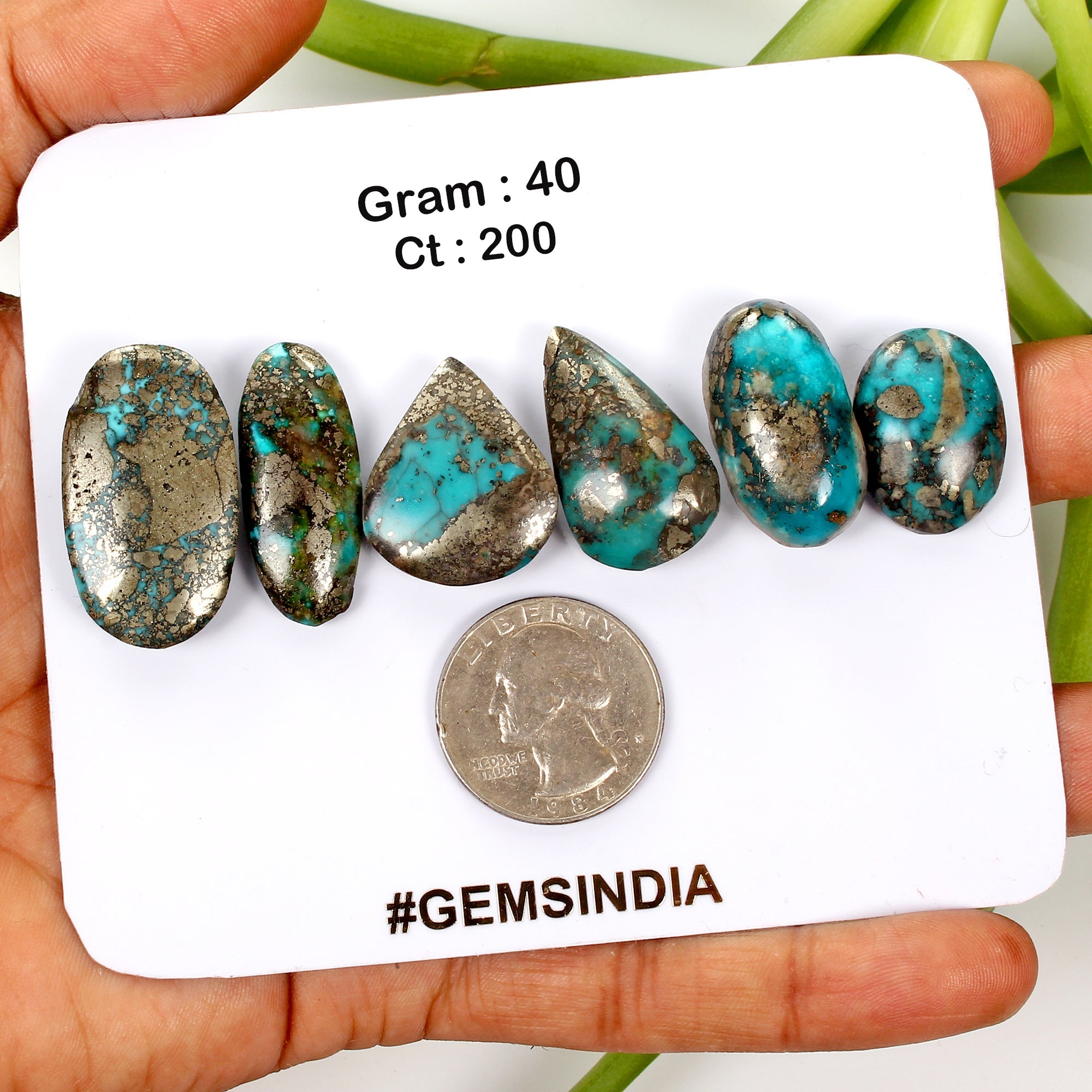 6 Pcs Natural Copper Turquoise Hand Cut Untreated AAA Quality Gemstones~ 40 Gm