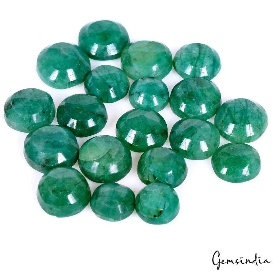 275 Ct/19 Pcs Natural Brazilian Emerald 13mm-17mm Round Cut Gems Lot For Jewelry