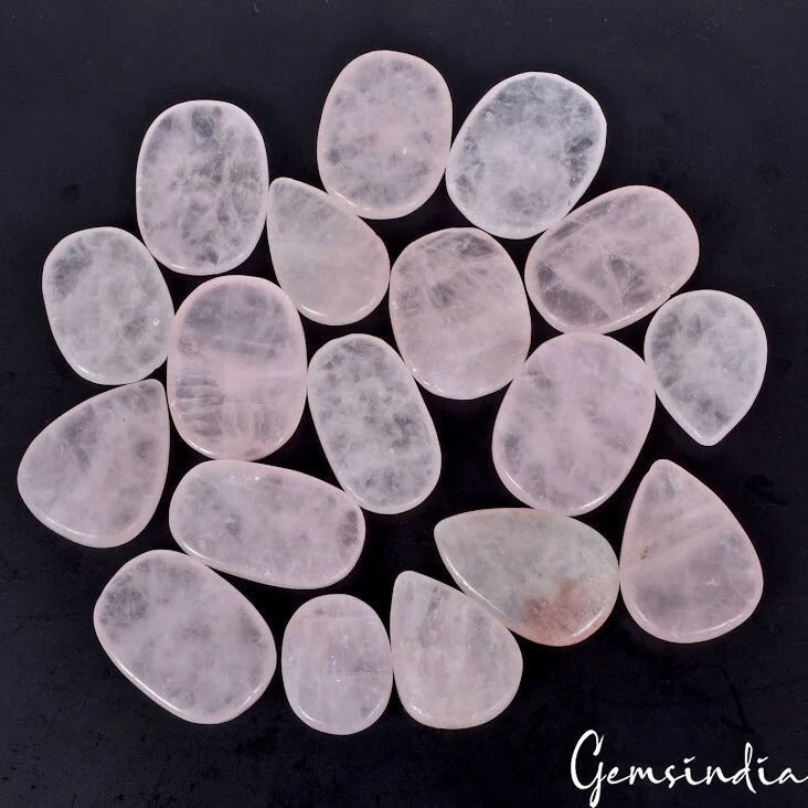 18 Pcs Natural Pink Rose Quartz Mix Cabochon Loose Untreated Gemstones~ 1000 Ct