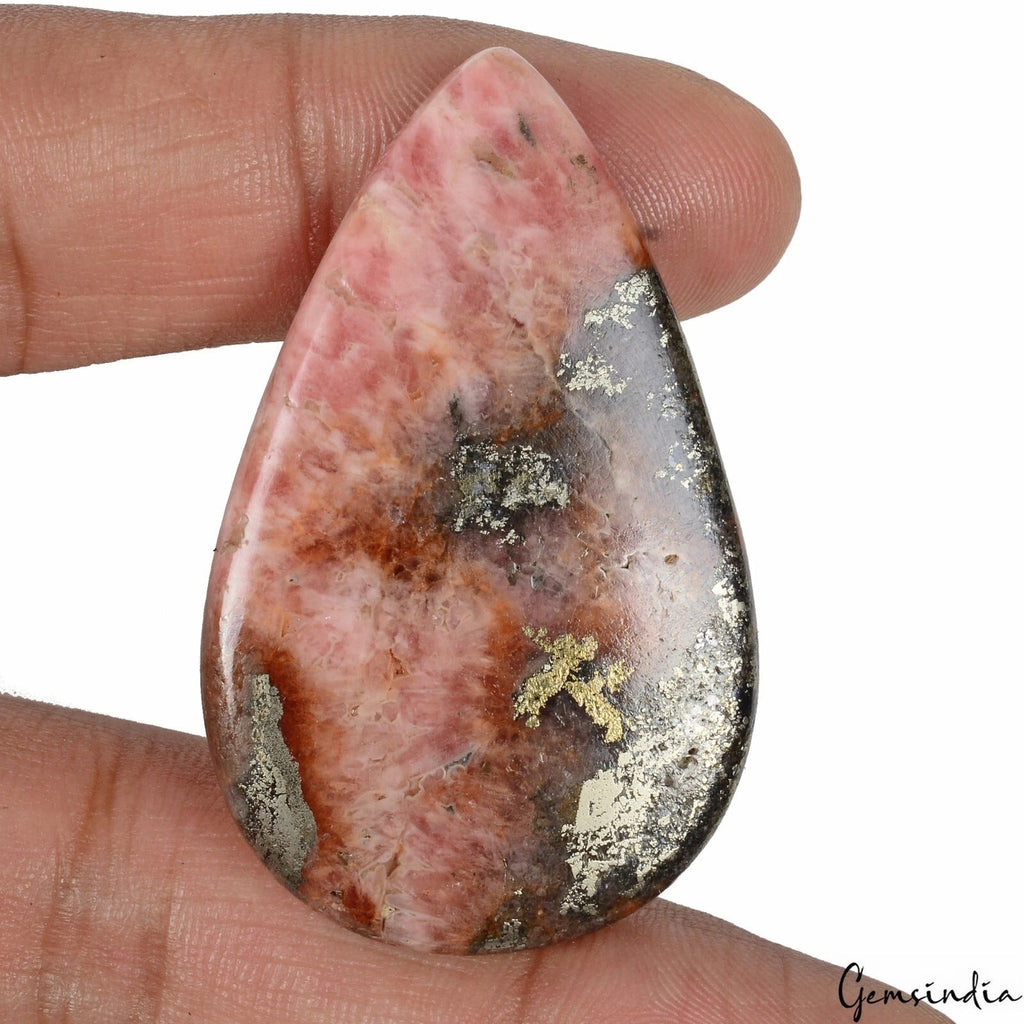 84.40 Cts Natural Rhodochrosite Pear Cabochon 49mm*30mm Untreated Rare Gemstone