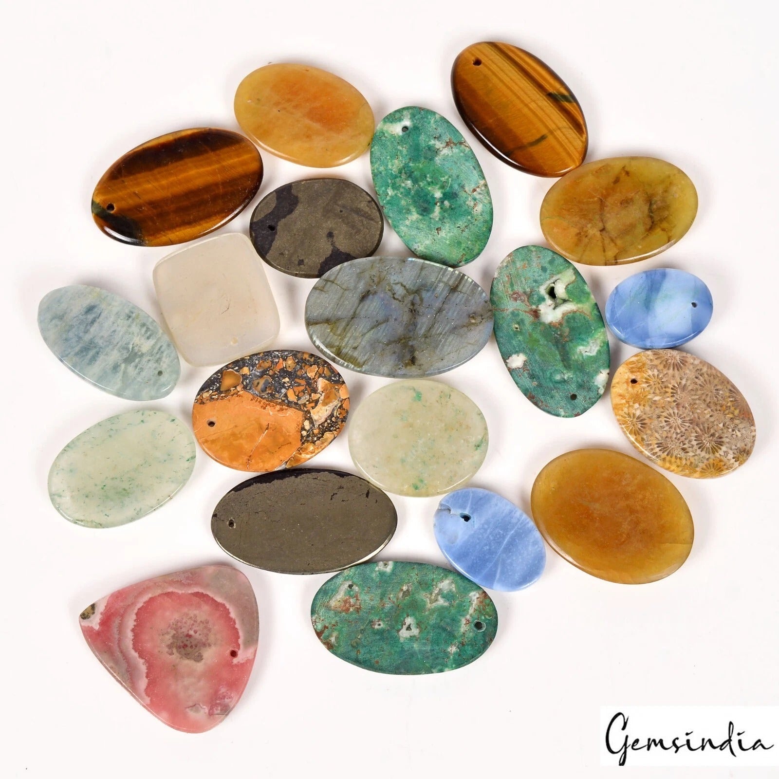 All Kind Semi Precious Drilled Gemstones 1170 Ct Wholesale Lot Mix Cabochon 20Pc