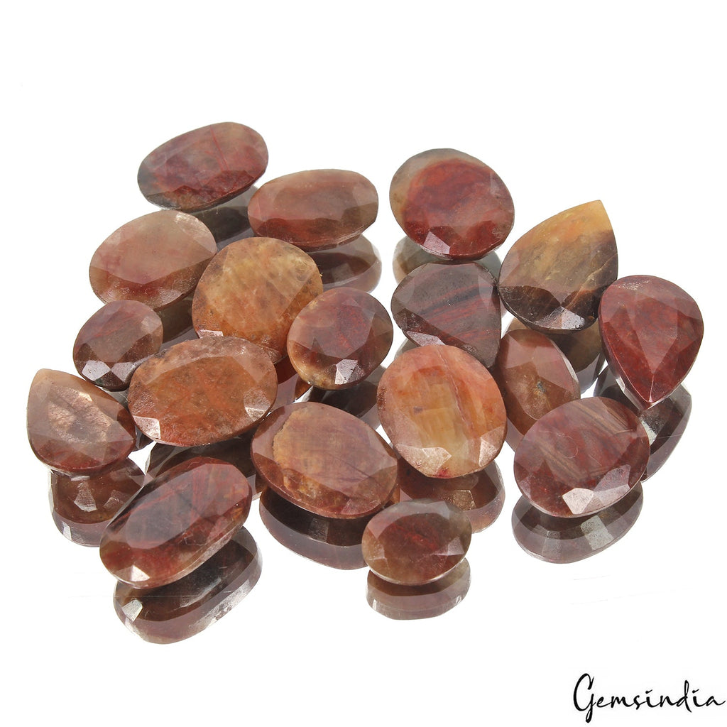 Certified 250 Cts/18 Pcs Natural Untreated Brown Red Sapphire Mix Cut Loose Gems
