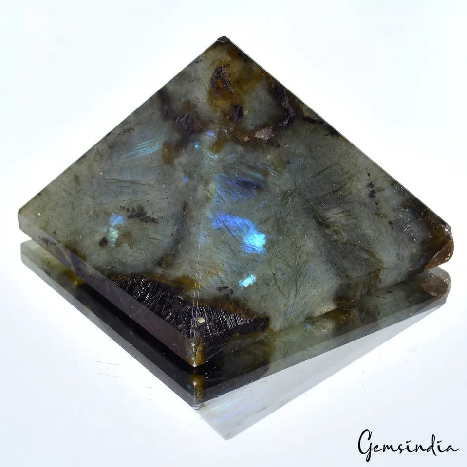 1585 Cts Natural Untreated Blue Shine Labradorite Crystal Pyramid Point Healing