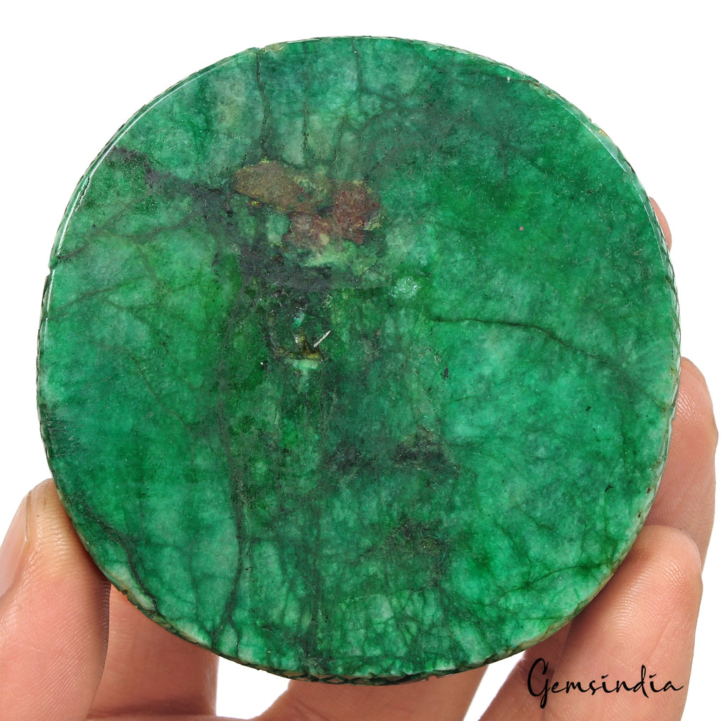1200 Ct Natural Green Brazilian Emerald Round Hand Earth Mined Carved Loose Gems