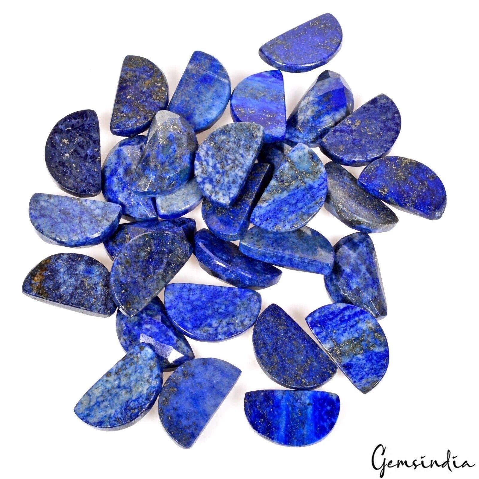 30 Pcs Natural Lapis Lazuli 22x13mm Calibrated Loose D Checker Cut Gemstones Lot