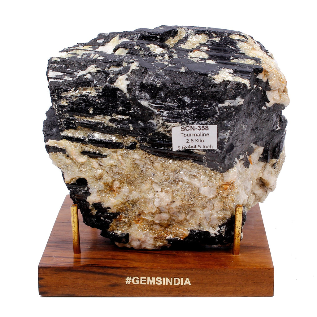 High Quality 2.6 Kilo Natural Black Tourmaline Big Size Gemstone Rough Specimen