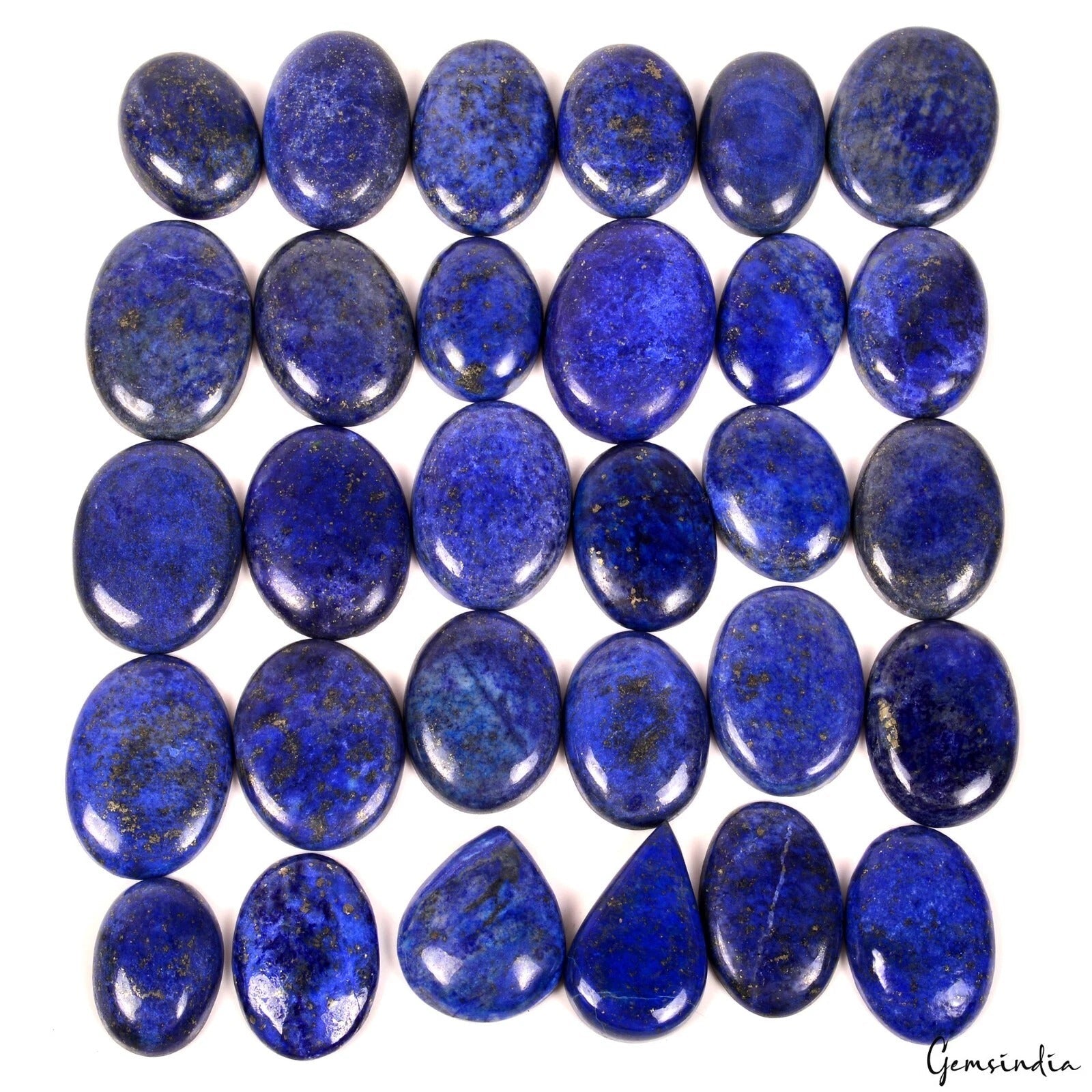 1260 Cts/30 Pcs Natural Blue Lapis Lazuli Gold Flecks Mix Loose Wholesale Gems