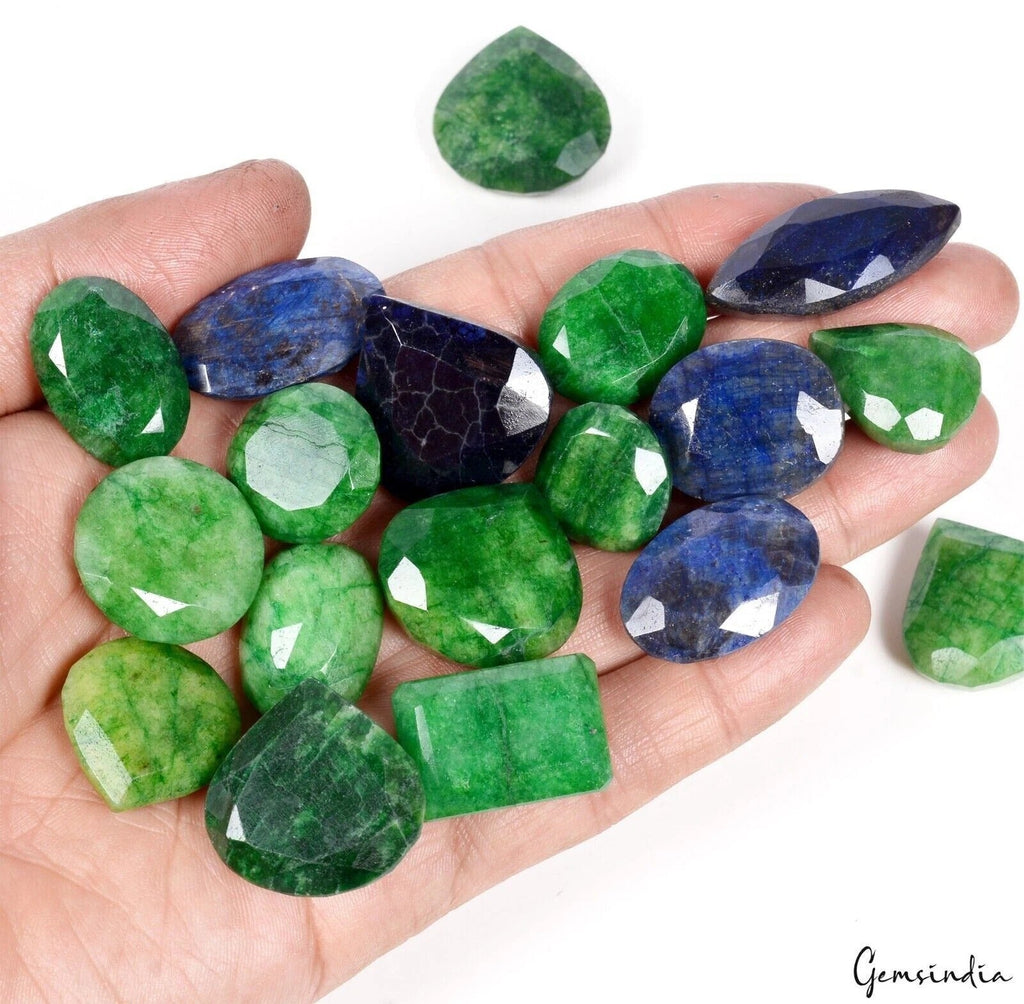 Natural Blue Sapphire & Green Emerald Mix Cut Earth Mined 820 Cts Loose Gems Lot