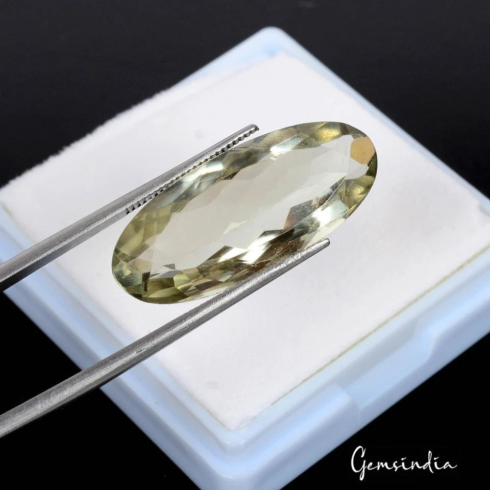 Certified 14.60Ct Natural Green Amethyst Oval Cut Loose Faceted Jewelry Gemstone