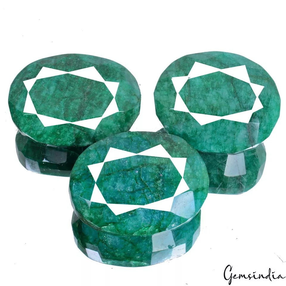 Certified 1270 Cts/3 Pcs Natural Brazilian Green Emerald Oval Cut Loose Gems Lot