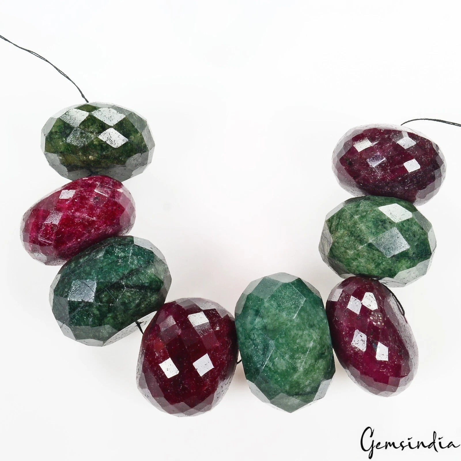 25-30mm Genuine Natural Red Ruby Green Emerald Round Cut Loose Beads Gemstones