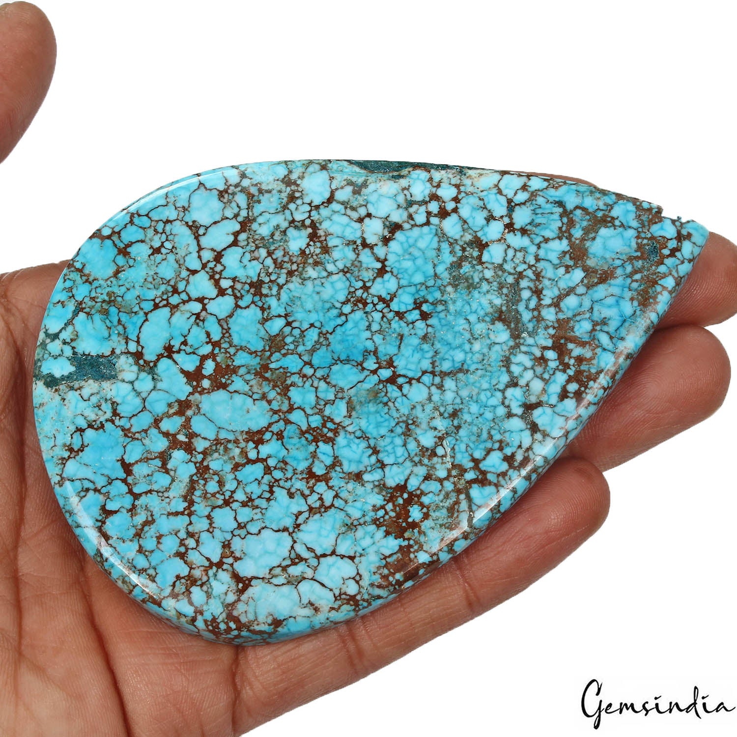 Turquoise Cabochon, Color Enhanced, Blue — 103 x 72 x 10mm, 640 Ct