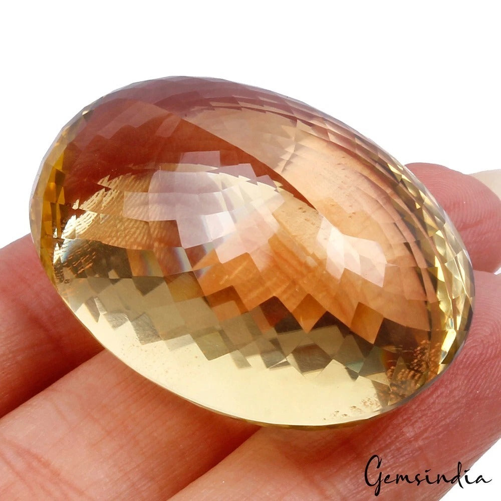 Certified 135.20 Cts Natural Brazilian Yellow Citrine Oval Faceted Precious Gem