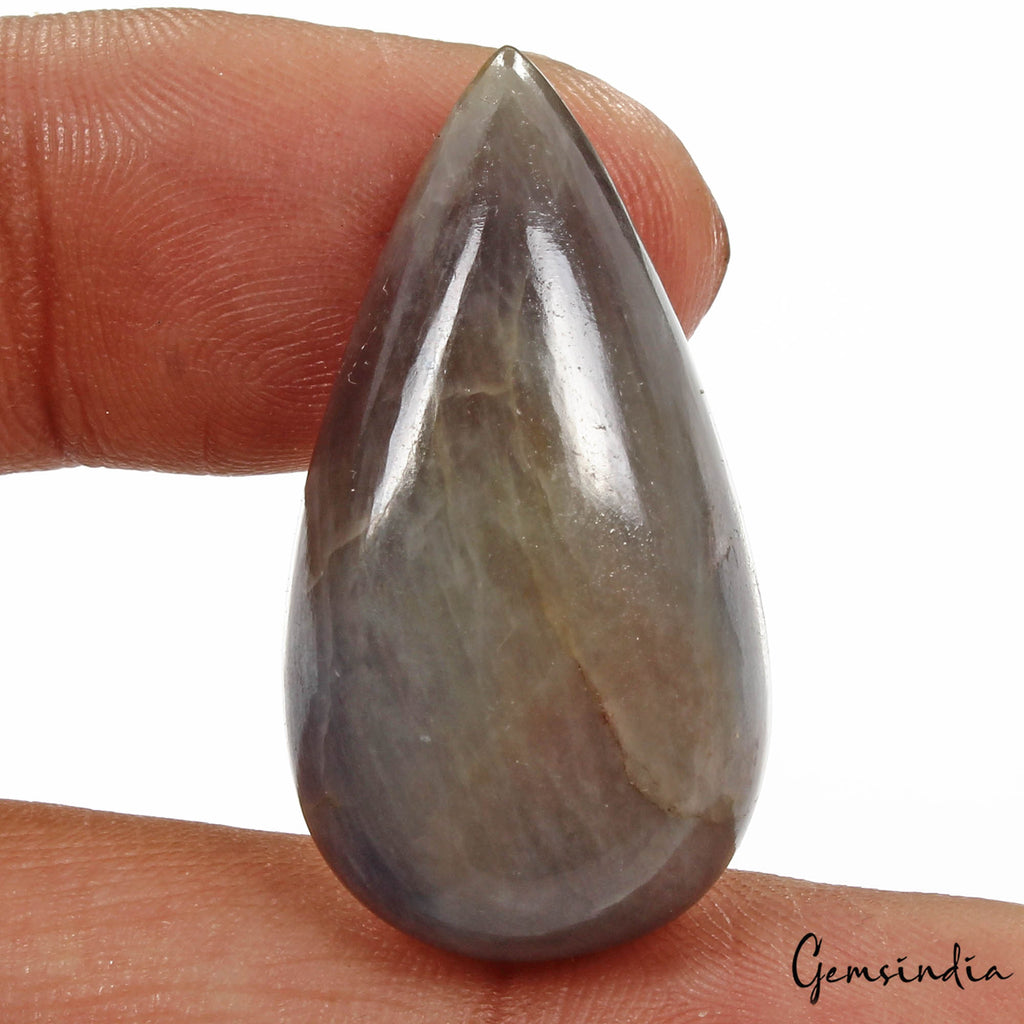 Certified 65Ct Natural Untreated Gray Blue Sapphire Pear Cab Drill Briolette Gem