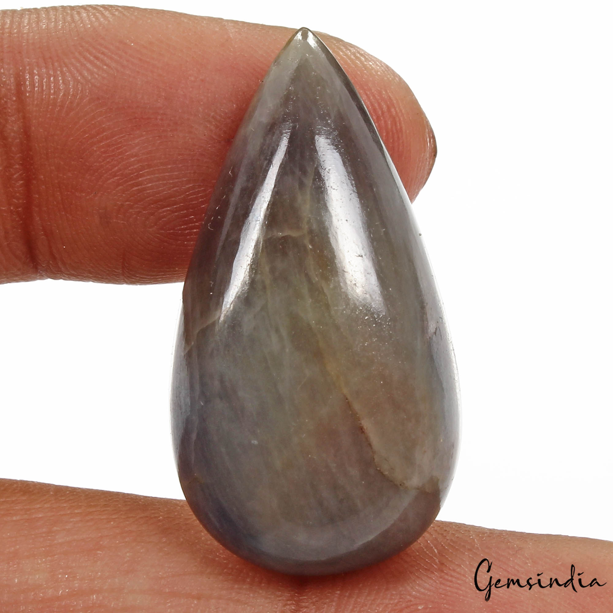 Certified 65Ct Natural Untreated Gray Blue Sapphire Pear Cab Drill Briolette Gem