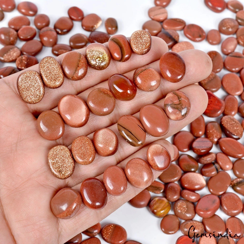 1000 Ct/194Pcs Natural Brown Glittering Shine Sunstone Oval Cab Gems For Jewelry