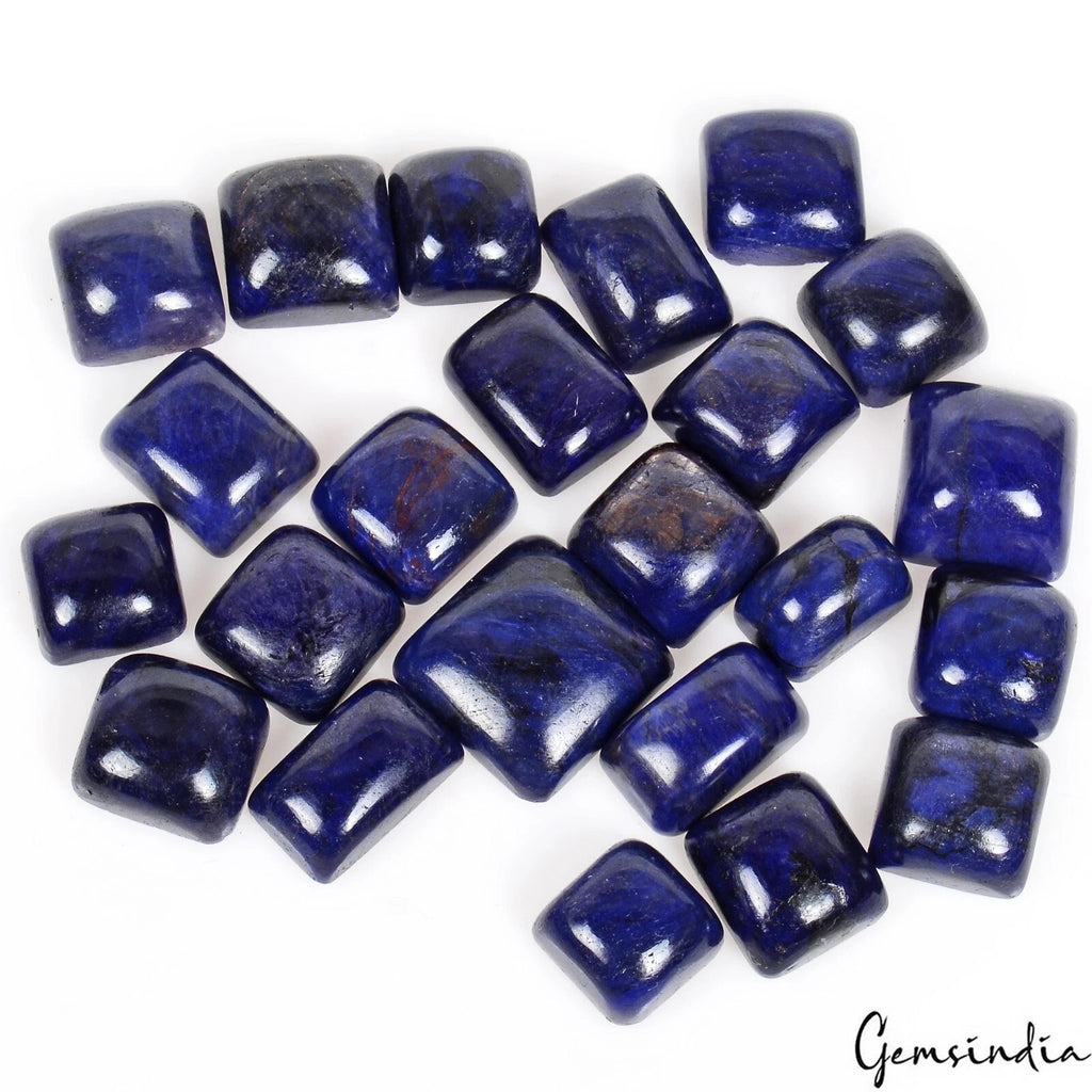 Blue Sapphire Lot, Cabochon, Color Enhanced, Royal Blue — 23 Pieces, 11mm To 16mm, 350 Ct, Madagascar