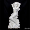 Large White Marble Mermaid Hand Carved Figurine Statue 22 inch Tall /30.8 kilo