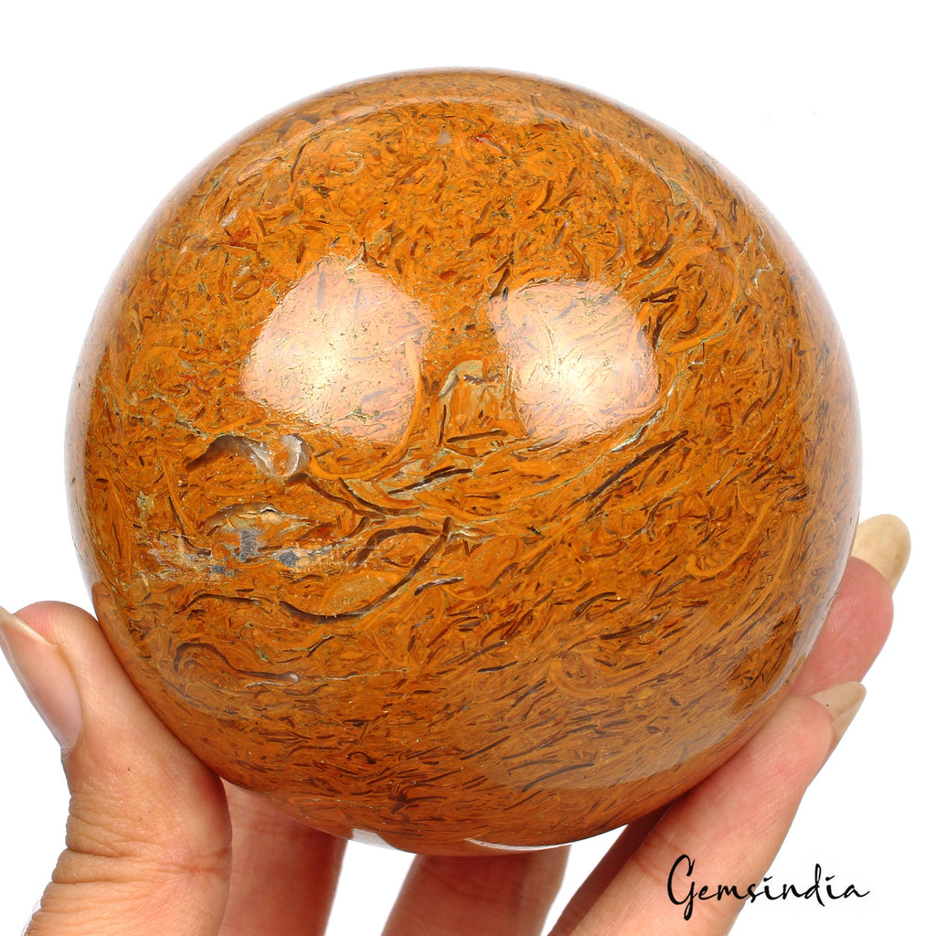 3530 Ct Natural Mariam Jasper Healing Crystal Mineral Sphere Gemstone With Stand