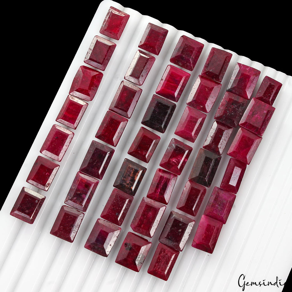 500 Ct Natural Red Ruby Rectangular Cut Faceted Loose Wholesale Gems Lot 41 Pcs