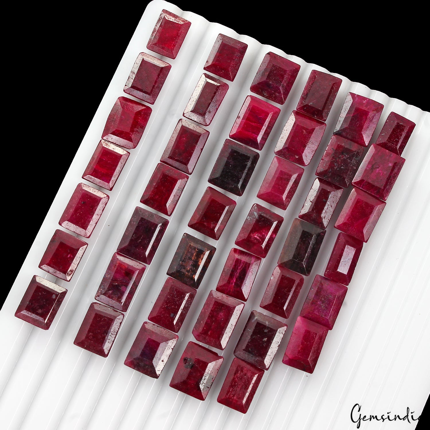 500 Ct Natural Red Ruby Rectangular Cut Faceted Loose Wholesale Gems Lot 41 Pcs