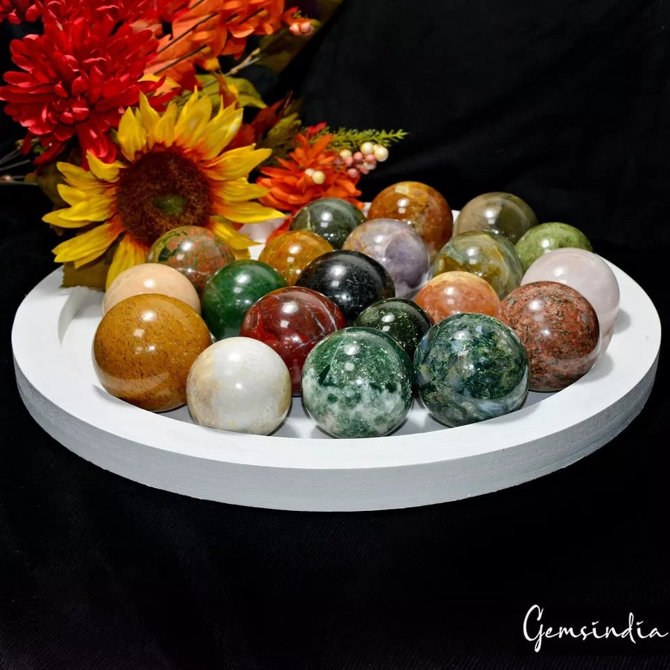 Superb Wholesale 5Kg/20 Pcs Natural Untreated Multi Color Huge Gems Sphere Lot
