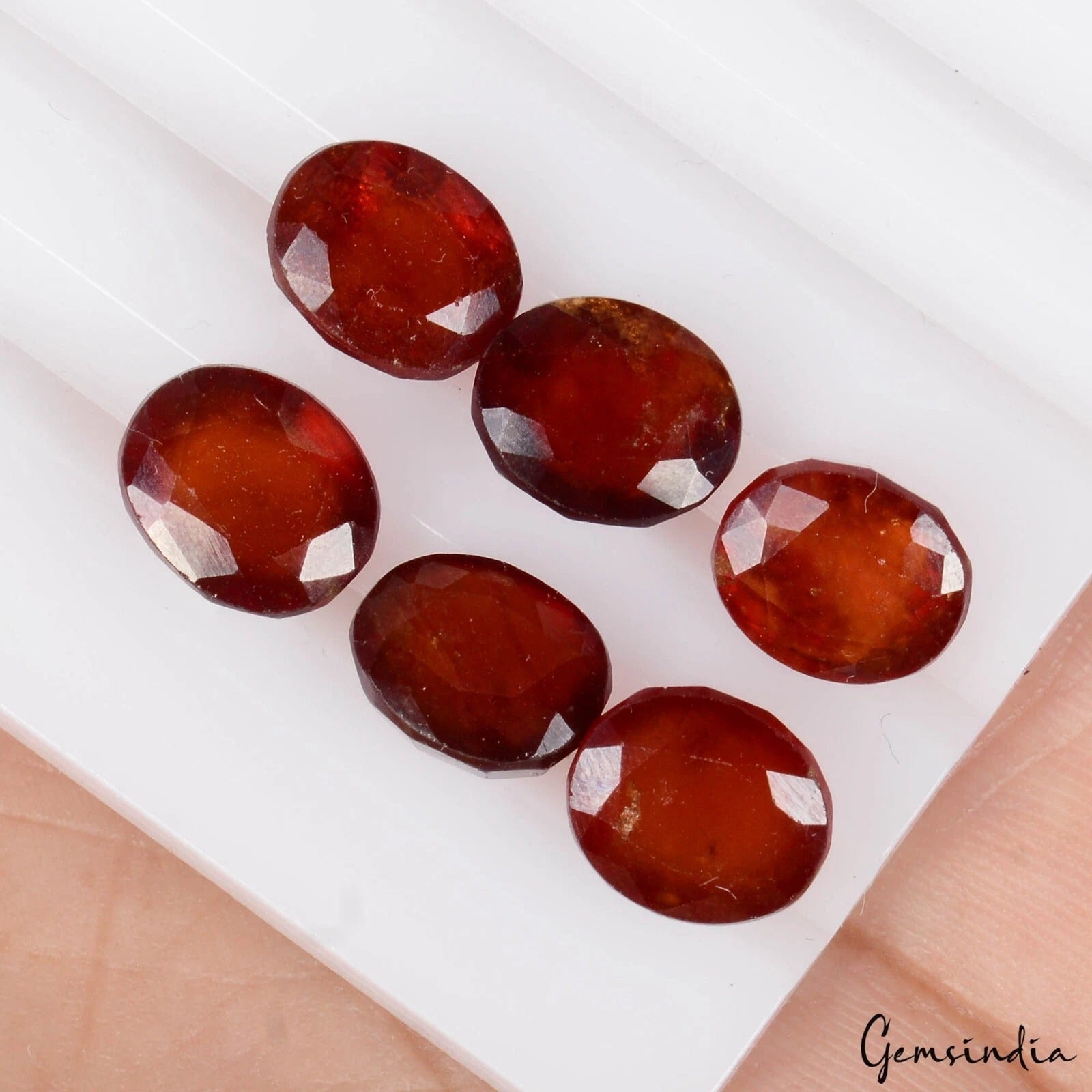18.90Ct/6 Pc Natural Untreated Brown Hessonite Garnet Oval Calibrated 9x7mm Gems