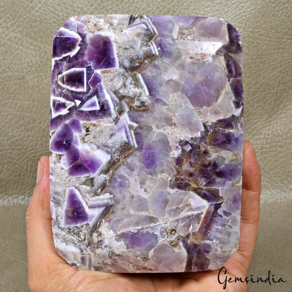 2.2 Kilo Natural Untreated Chevron Amethyst Huge Octagon Cut Museum Grade Gem