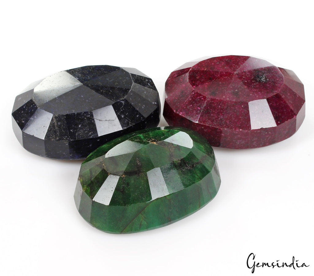 2930 Ct Natural Ruby Emerald Sapphire Oval Cut Huge Size Loose Gemstones 69-73mm