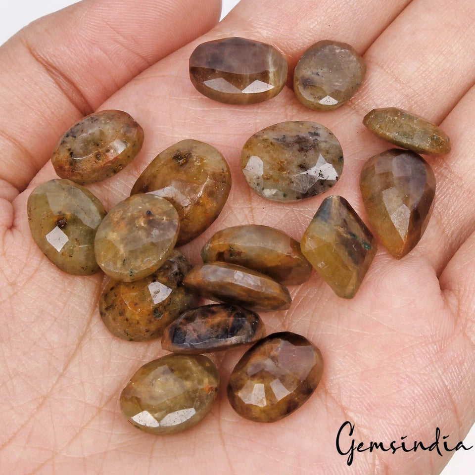 16 Pcs Natural Untreated Brown Sapphire Mixed Cut 11mm-16mm Loose Ring Size Gems