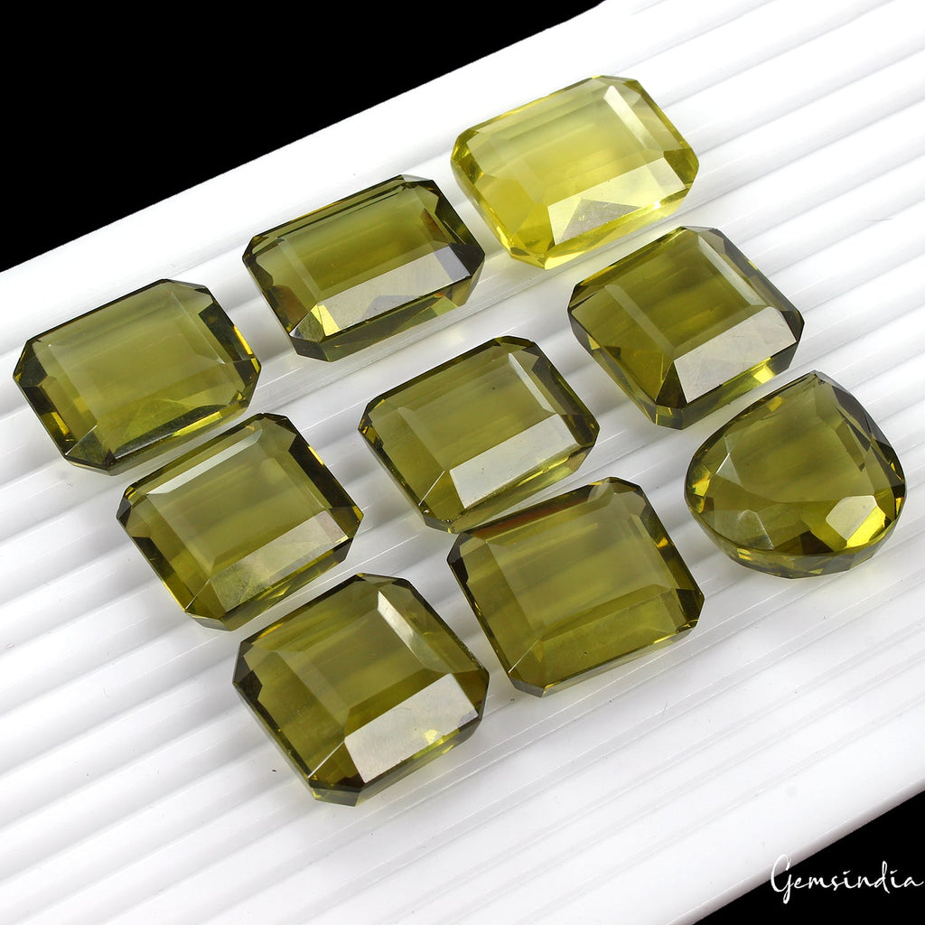 600 Cts/9 Pcs Hydro Green Peridot Excellent Octagon Pear Cut Loose Gemstones Lot