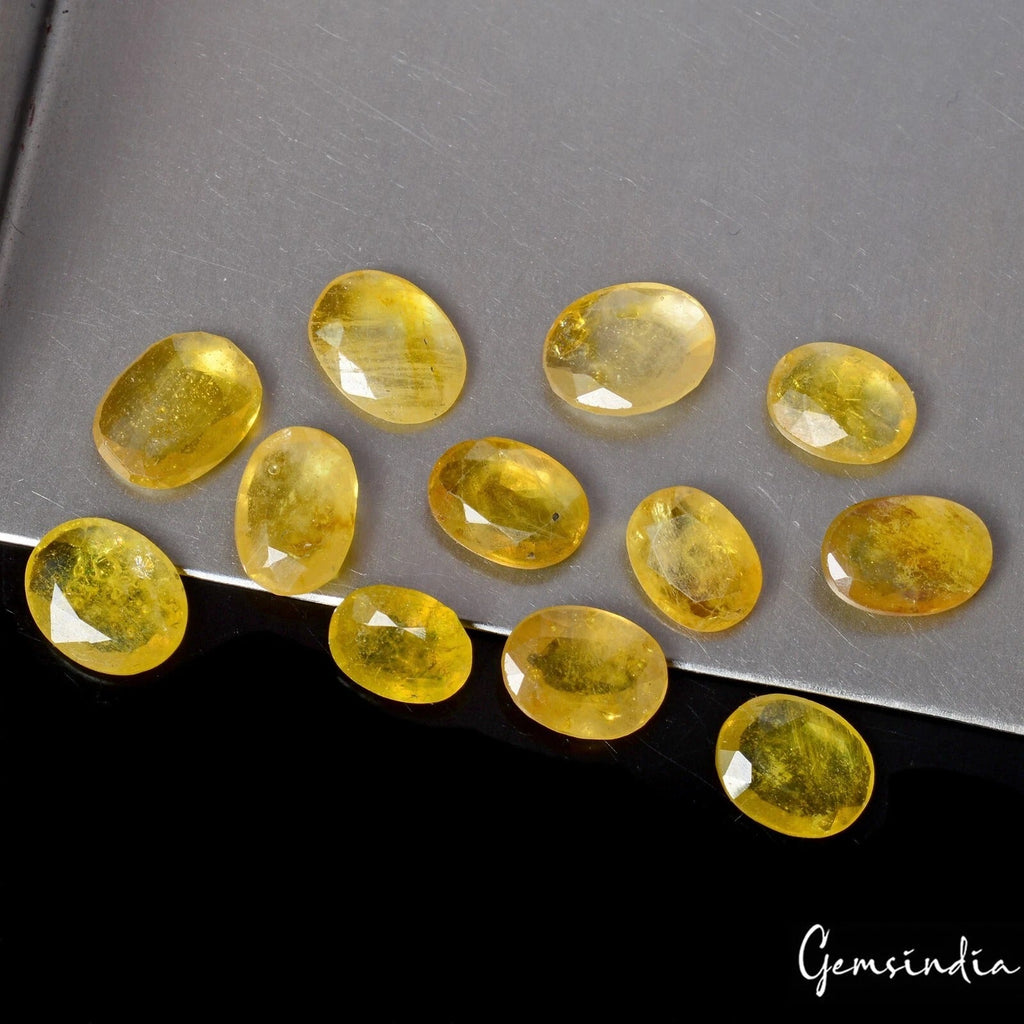 Srilanka Unheated Oval Cut Yellow sapphire 34.00 Ct Precious Gemstone Lot 8-10mm