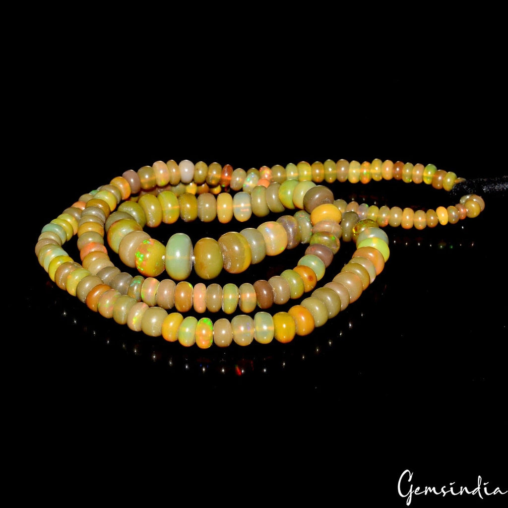 Natural Rainbow Fire Opal Gems 3 to 7 mm Size Smooth Rondelle Beads 15" Strand