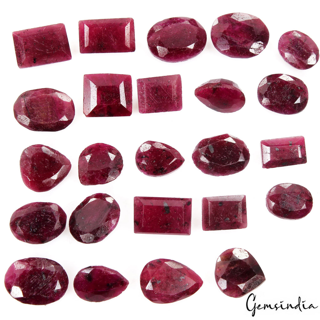 207 Cts Natural Red Ruby Mix Cut Loose Ring Size Certified Gemstones Lot~ 24 Pcs