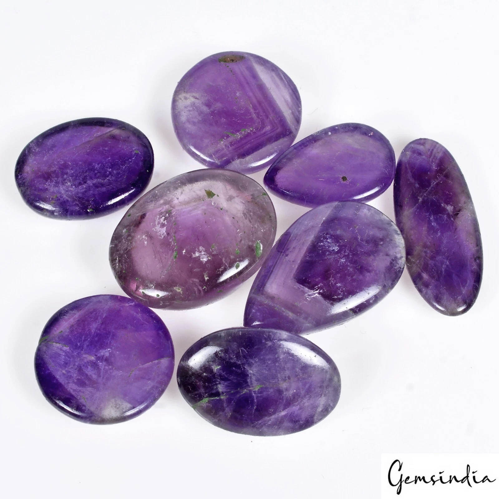 Certified 184.70 Cts/8 Pcs Natural Untreated Purple Amethyst Mix Cab Loose Gems