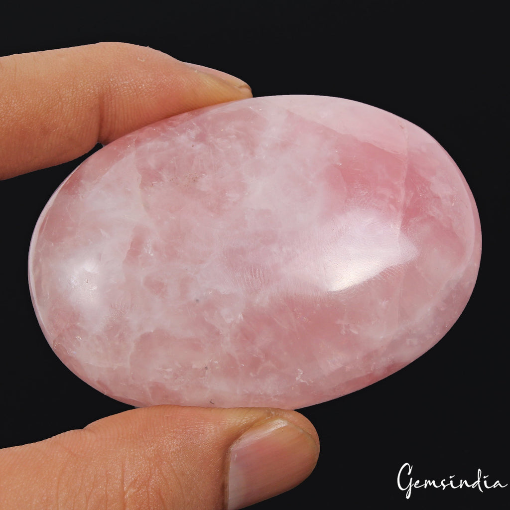 670 Ct Natural Rose Quartz Crystal Polished Palm Stone Decor Reiki Healing Gem